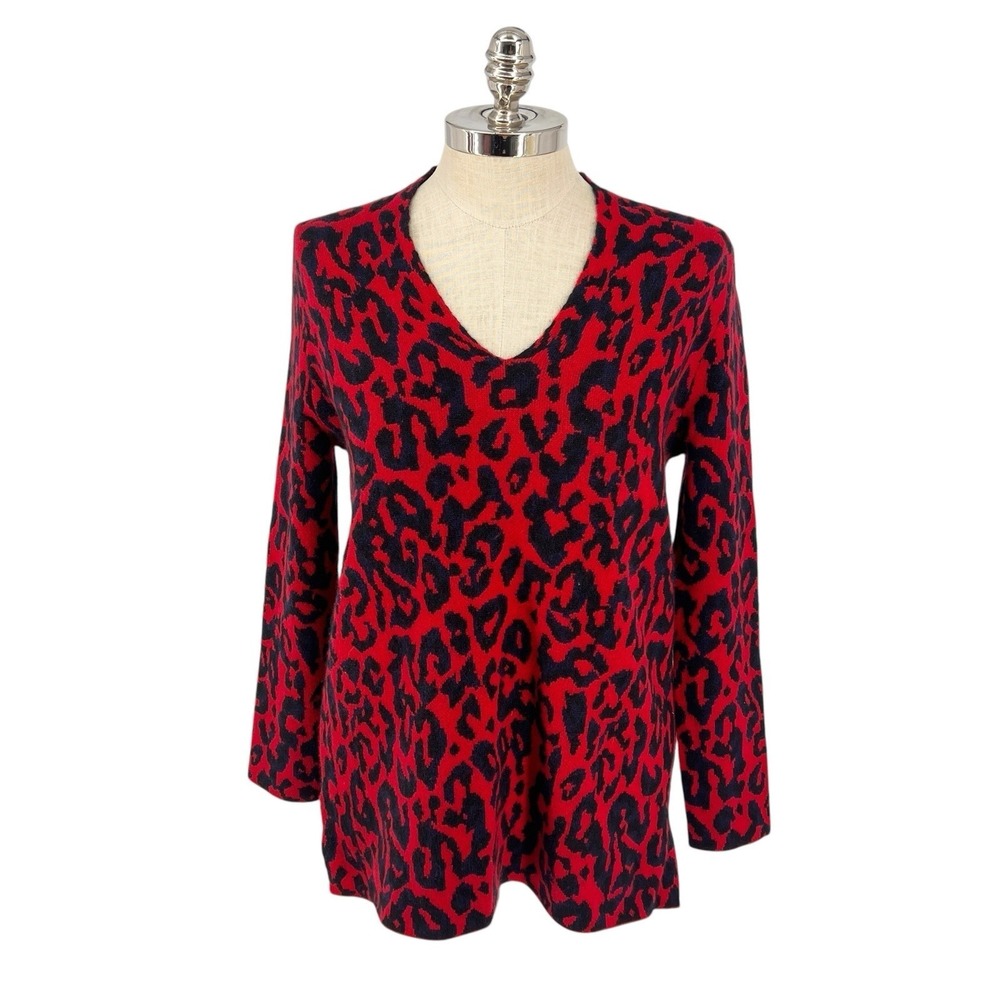 TSE Saks Fifth Avenue Women's XL Cashmere‎ Sweater Animal Leopard Print